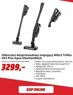 Media Markt Odkurzacz bezprzewodowy mopujący Miele Triflex HX3 Plus Aqua ObsidianBlack oferta
