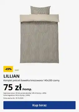 JYSK Komplet pościeli bawełna kreszowana 140x200 czarny Lillian oferta
