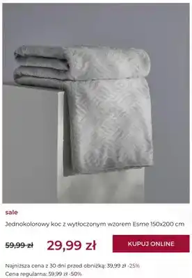 Jednokolorowy koc z wytłoczonym wzorem Esme 150x200 cm home & you
