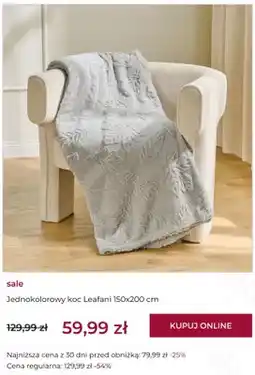 Home&You Jednokolorowy koc Leafani 150x200 cm home & you oferta