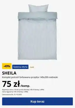 JYSK Komplet pościeli farbowana przędza 140x200 cm niebieski Sheila oferta