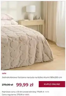 Home&You Jednokolorowa futrzana narzuta na łóżko Atumi 180x200 cm oferta