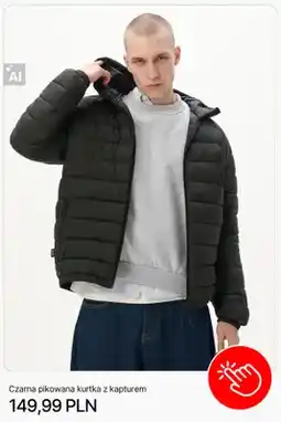 Cropp Czarna pikowana kurtka z kapturem Cropp oferta