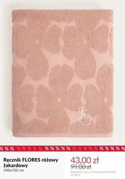 Homla Ręcznik Flores różowy żakardowy 100x150 cm oferta