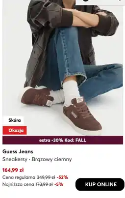 eobuwie Guess Jeans Sneakersy · Brązowy ciemny oferta