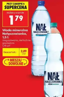 Biedronka Woda mineralna Nałęczowianka, 1,5 l: niegazowana, delikatnie gazowana oferta
