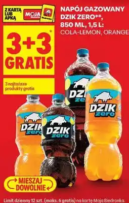 Biedronka Napój gazowany Dzik Zero, 850 ml, 1,5 l: Cola-Lemon, Orange oferta