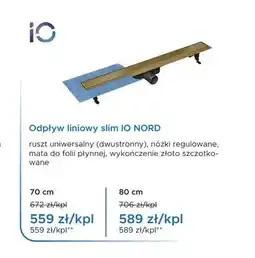 Blu Odpływ liniowy slim IO NORD 70 cm oferta