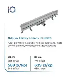 Blu Odpływ liniowy ścienny IO NORD 70 cm oferta