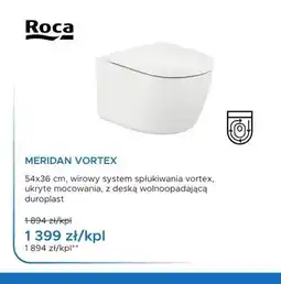 Blu Miska WC wisząca Roca Meridan Vortex z deską duroplast wolnoopadającą oferta