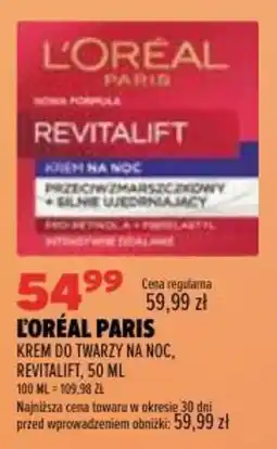 Drogerie Natura L'Oréal Paris Krem do twarzy na noc, Revitalift oferta
