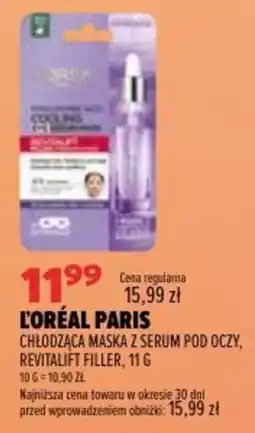 Drogerie Natura L'Oréal Paris Chłodząca Maska z Serum Pod Oczy, Revitalift Filler oferta