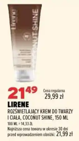 Drogerie Natura Lirene Rozświetlający krem do twarzy i ciała, Coconut Shine oferta