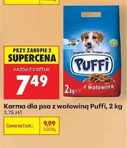 Biedronka Karma dla psa z wołowiną Puffi, 2 kg oferta
