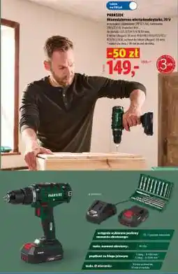 Lidl PARKSIDE Akumulatorowa wiertarko-wkrętarka, 20 V oferta