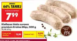 Biedronka Kiełbasa biała surowa premium Kraina Mięs oferta
