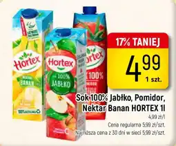 Delikatesy Piotruś Pan Sok 100% Jabłko, Pomidor, Nektar Banan Hortex 1l oferta