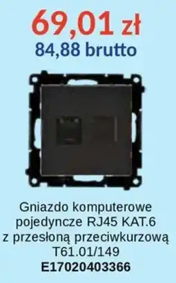 AT Gniazdo komputerowe pojedyncze RJ45 KAT.6 z przesłoną przeciwkurzową oferta