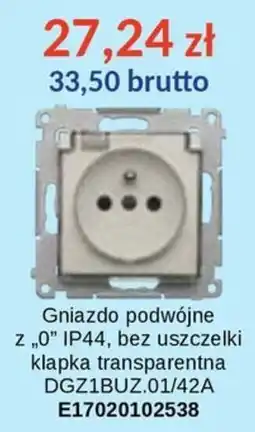 AT Gniazdo podwójne z „0” IP44 bez uszczelki klapka transparentna oferta