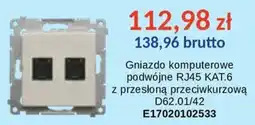 AT Gniazdo komputerowe podwójne RJ45 KAT.6 z przesłoną przeciwkurzową oferta