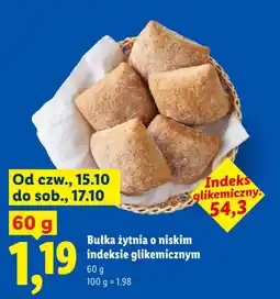 Lidl Bułka żytnia o niskim indeksie glikemicznym oferta