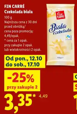 Lidl Czekolada biała Fin Carré oferta