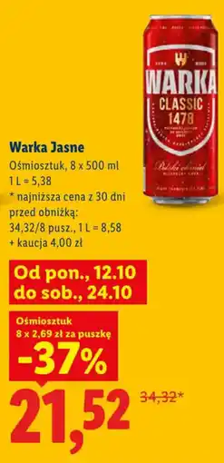 Lidl Warka Jasne oferta