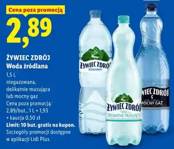 Lidl Żywiec Zdrój Woda źródlana oferta
