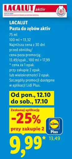 Lidl Lacalut Pasta do zębów aktiv oferta