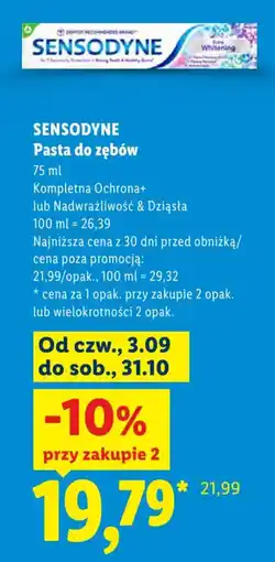 Lidl Pasta do zębów Sensodyne oferta