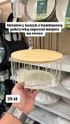 Pepco Metalowy koszyk na owoce Pepco Home z bambusową pokrywką oferta
