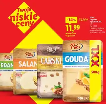 Lidl Ser gouda w plastrach XXL Pilos oferta