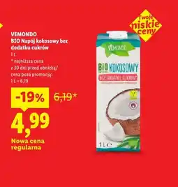 Lidl Bio napój kokosowy bez dodatku cukrów Vemondo oferta