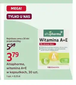 Rossmann Witamina A+E w kapsułkach Altapharma oferta