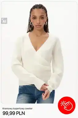 Cropp Kremowy kopertowy sweter Cropp oferta