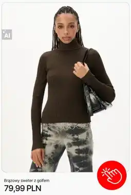 Cropp Brązowy sweter z golfem Cropp oferta