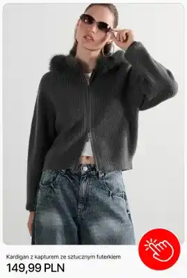 Kardigan z kapturem ze sztucznym futerkiem Cropp