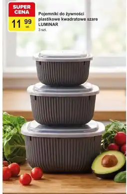 Carrefour Pojemniki do żywności plastikowe kwadratowe szare Luminar 3 szt oferta