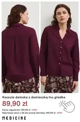 Medicine Koszula damska z domieszką lnu gładka Medicine oferta