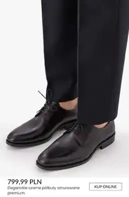 Ryłko Eleganckie czarne półbuty sznurowane premium oferta
