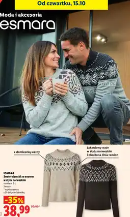 Lidl ESMARA Sweter damski ze wzorem w stylu norweskim oferta