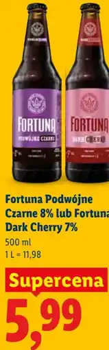 Lidl Piwo Fortuna Podwójne Czarne 8% lub Fortuna Dark Cherry 7% oferta