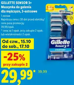 Lidl GILLETTE SENSOR 3+ Maszynka do golenia dla mężczyzn, 3-ostrzowe oferta
