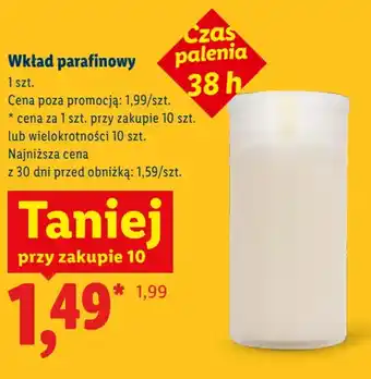 Lidl Wkład parafinowy czas palenia 38 h oferta