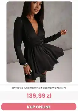Renee Satynowa sukienka mini z falbankami i paskiem Renee oferta