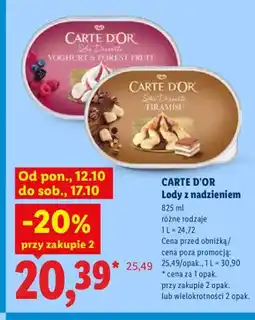 Lidl Lody z nadzieniem Carte D'Or Les Desserts Yoghurt & Forest Fruit oferta