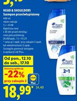 Lidl Szampon przeciwłupieżowy Head & Shoulders Menthol Fresh 2in1 oferta