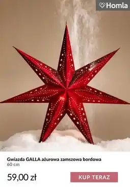 Homla Gwiazda Galla ażurowa zamszowa bordowa 60 cm Homla oferta