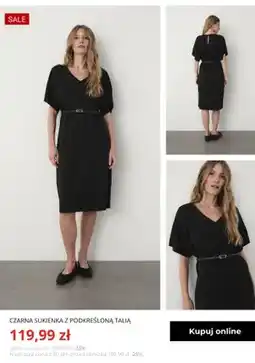 Greenpoint Czarna sukienka z podkreśloną talią Greenpoint oferta