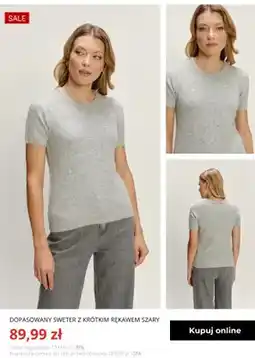 Greenpoint Dopasowany sweter z krótkim rękawem szary Greenpoint oferta